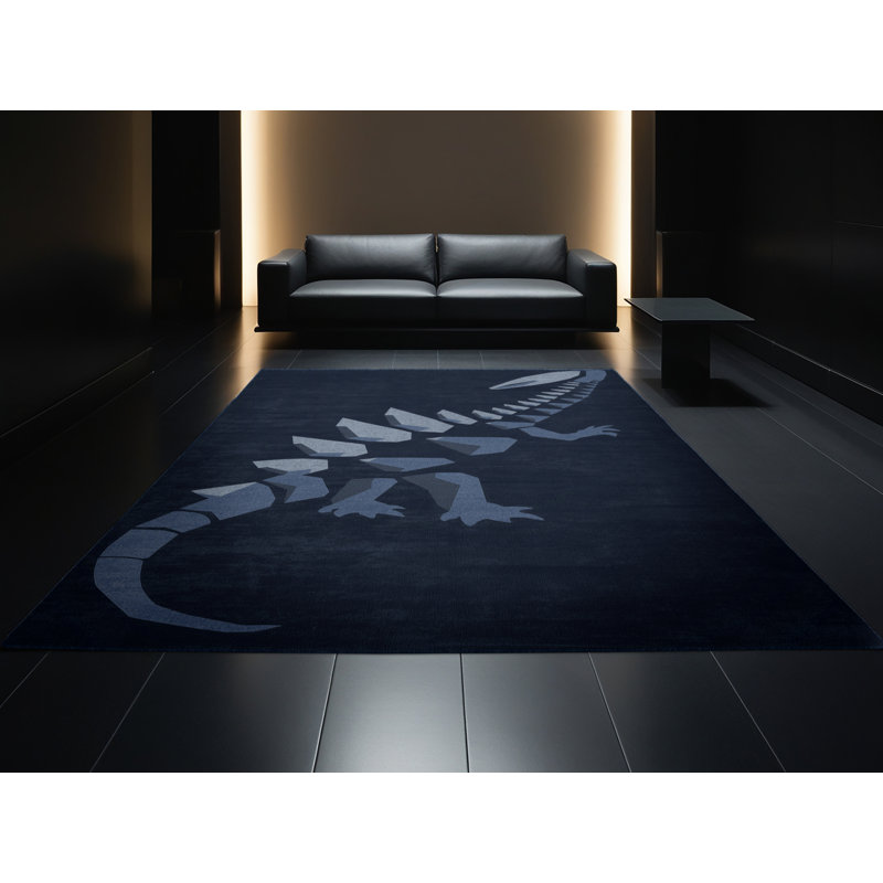 Tapis gris moelleux moelleux et moelleux Adriel Mosasaurus, 7 x 10