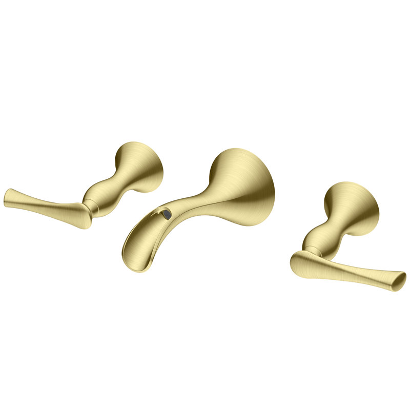 Rhen Wall Mount Bathroom Faucet, Brushed Gold