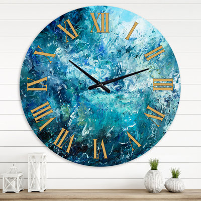 Wild Blue Ocean Waves V - Horloge murale nautique et côtière