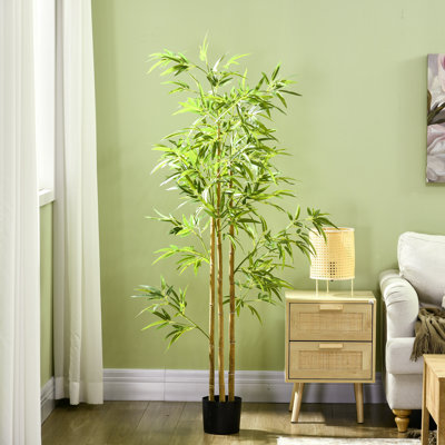 70.75'' Faux Bamboo Tree in Cement Pot