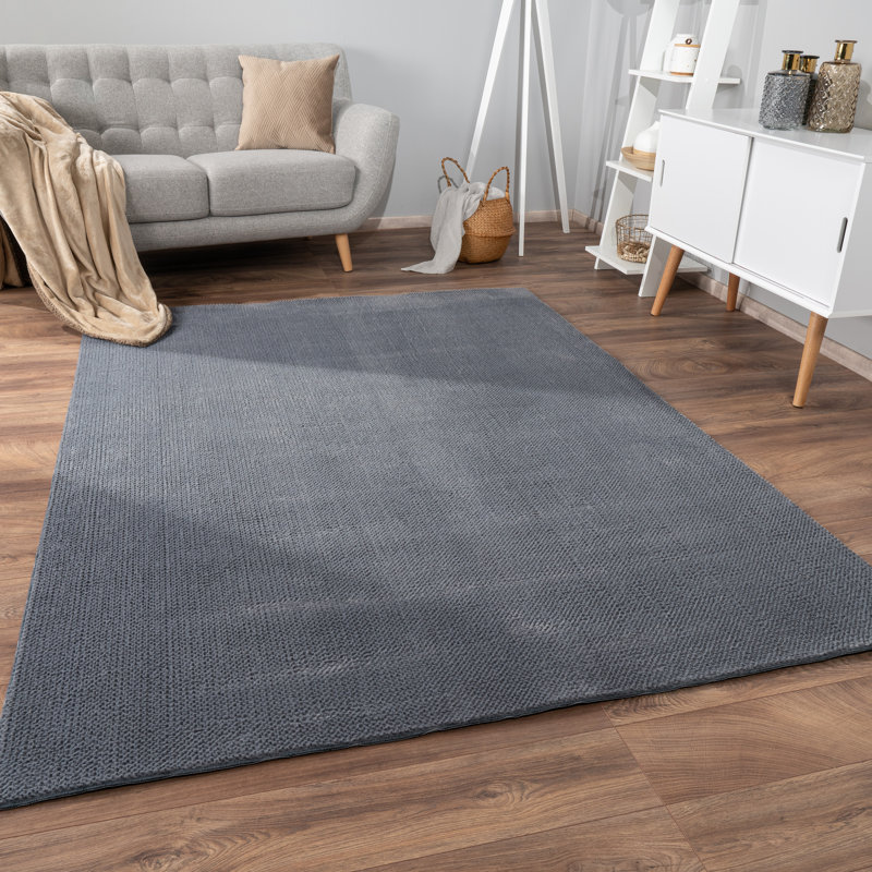 Ameenah Uniform Colour Area Rug, Dark Grey, Rectangular 60 x 100cm