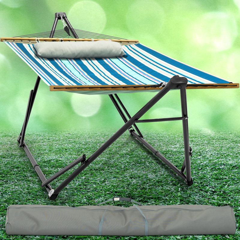 Unité Tranquillo avec support pour hamac, support pour hamac double en acier d'une capacité de 800 lb pour 2 personnes, support pré-assemblé de qualité supérieure pour l'intérieur et l'extérieur