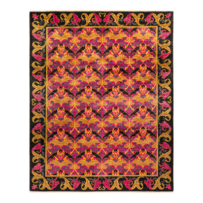 Tapis unique en laine noué à la main de 8 pi x 9 pi 10 po nouvel âge Vaneccia Arts & Crafts