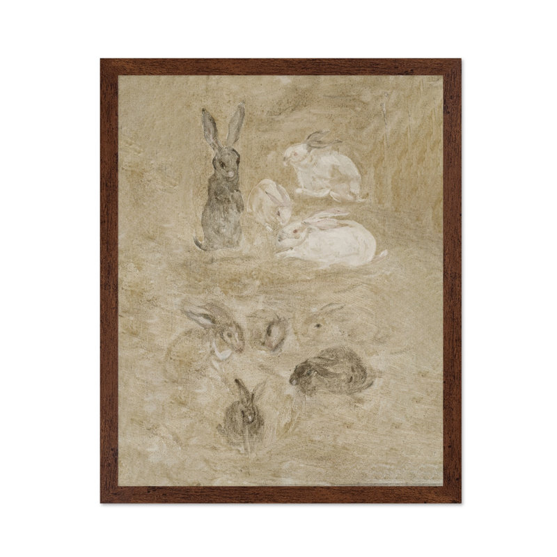 Lapins, peinture no 2, 12"H x 16"W, Poster, Brown Framed