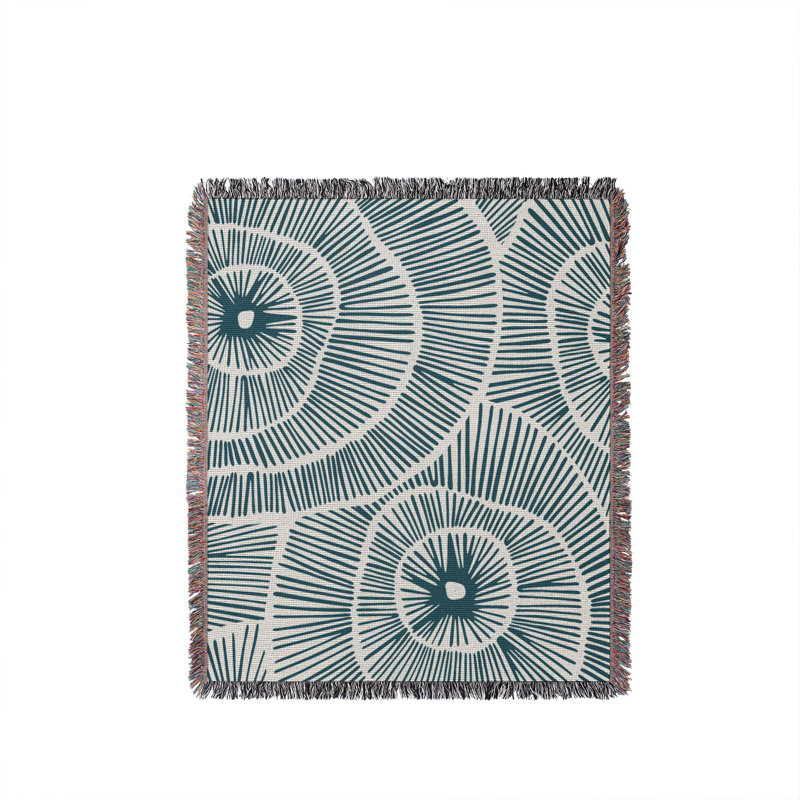 Jeté en coton Ray, Bleu sarcelle, 60 x 60
