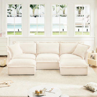 Canapé modulaire à assise profonde modulaire, chenille 3 places, tissu chenille élégant, choix de chambre confortable