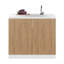 Armoire de rangement en chêne blanc et naturel avec 2 portes et 3 tablettes