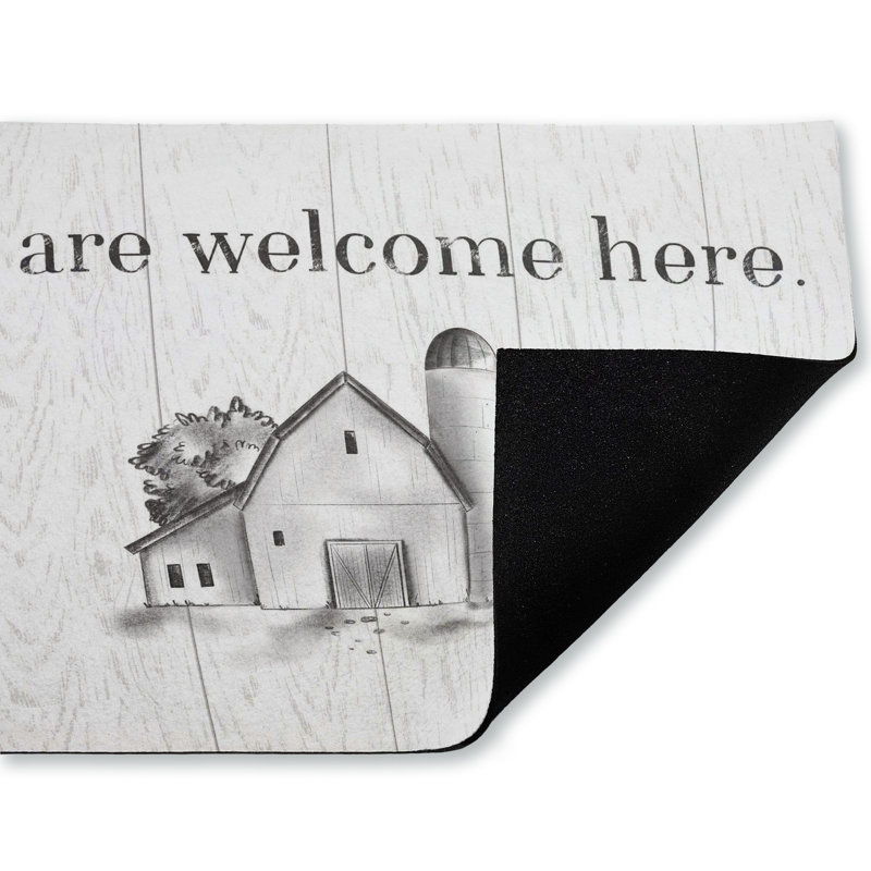 Tapis de porte d'extérieur imprimé All All Welcome, 18 po x 30 po, par Emily Call