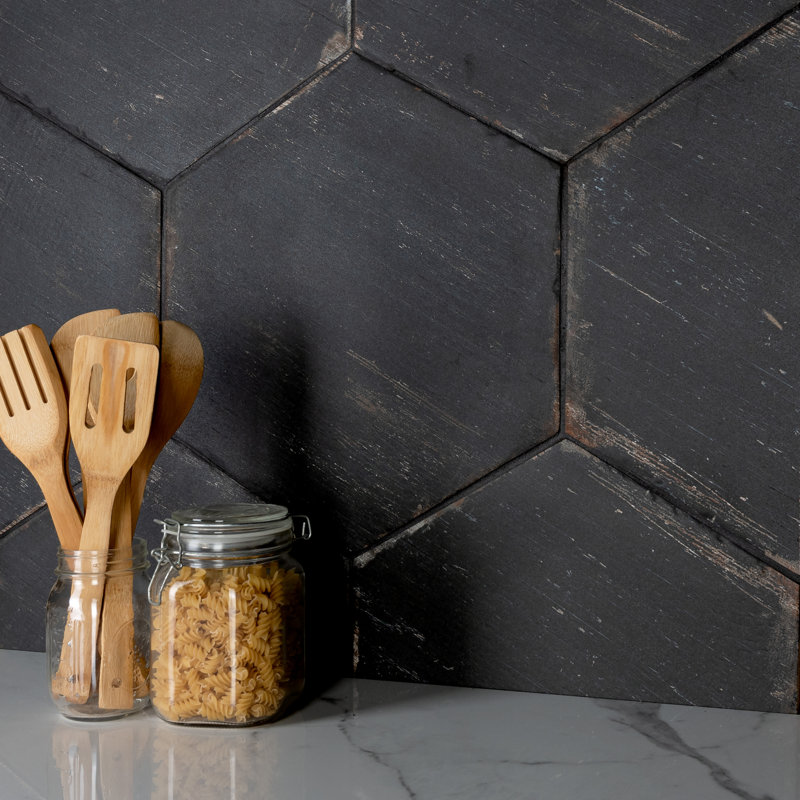 Retro Hex 14" x 16" Porcelain Wood Look Wall & Floor Tile