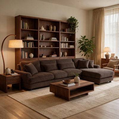 Canapé modulaire surdimensionné de 128,35 po en forme de U Canapé moderne revêtu de velours côtelé avec une chaise longue pour le salon