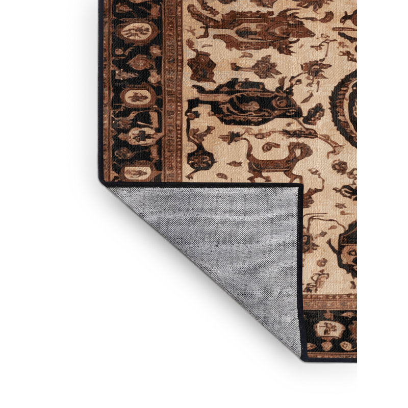 Tapis brun lavable à la machine, Rond 7 pi