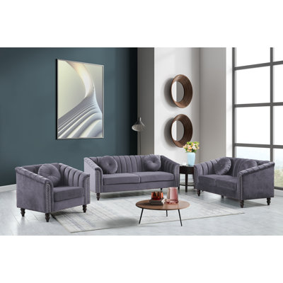 Caesyn 3-Piece Velvet Living Room Set