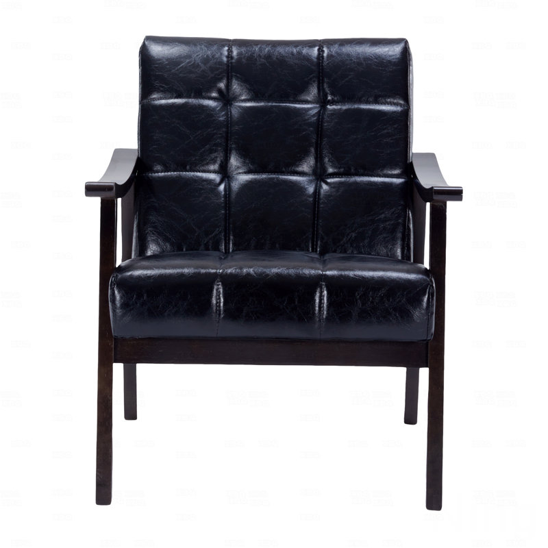 Fauteuil rembourré d'inspiration médiévale avec dossier haut, pieds en bois massif et fauteuil de lecture