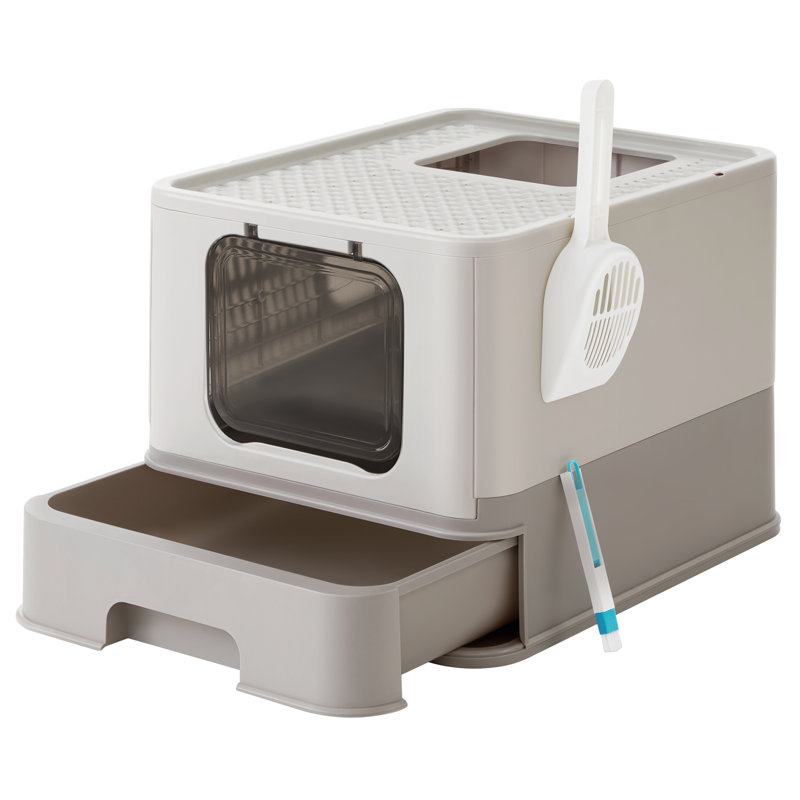 Polypropylene Litter Box with Scoop, Grey