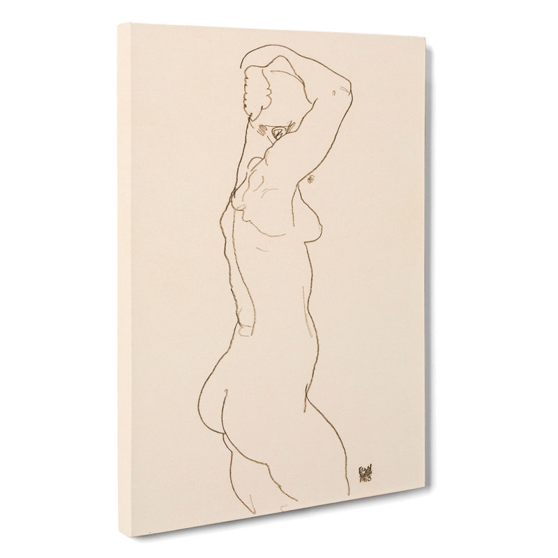 Study of a Naked Woman Vol.1 by Egon Schiele - Wrapped Canvas Drawing, 40cm H x 35cm W x 3cm D