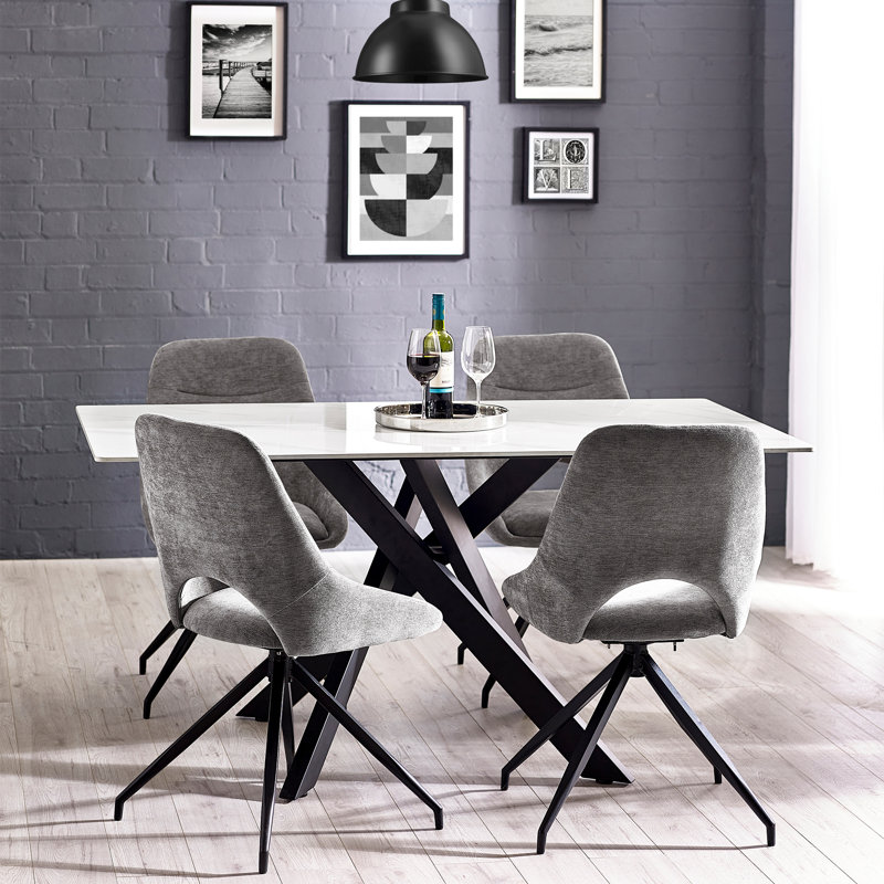 Davario Faux Marble Top Metal Base Dining Table