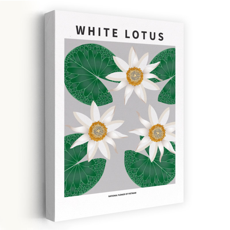Contemporary Art Modern Abstract Lily Lotus Flower Plant Art by Paperago - Wrapped Canvas Print, 60.96 cm H x 40.64 cm W