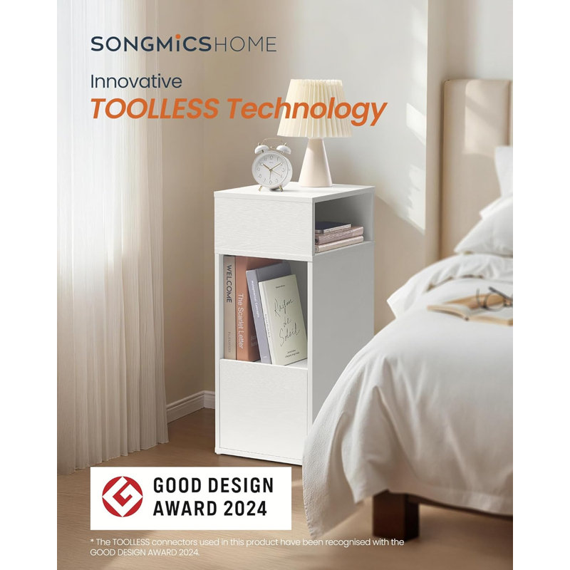 30cm W Manufactured Wood Bedside Table