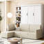 Grand lit blanc avec tablettes, confortable pour la nuit