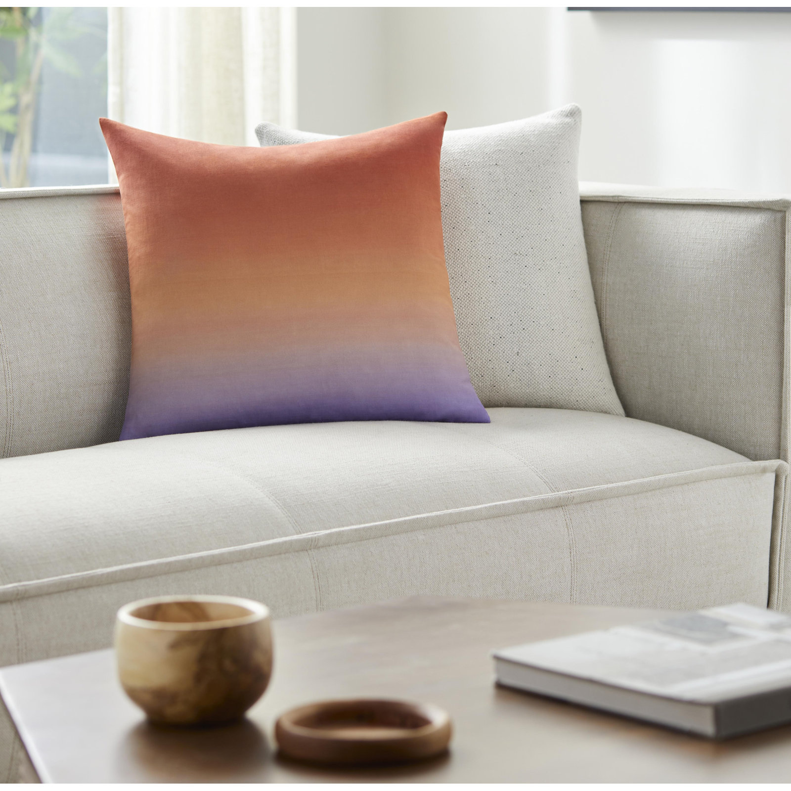 Deadra Ombre Linen Throw Pillow, Burnt Orange, Pillow Cover Only - No Insert, 22" x 22"