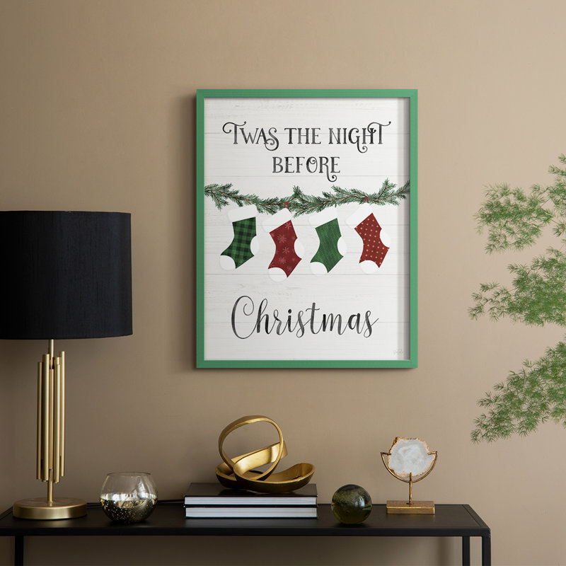 Nuit avant Noël, reproduction encadrée - bois massif, H 30 po x l 24 po, Vert