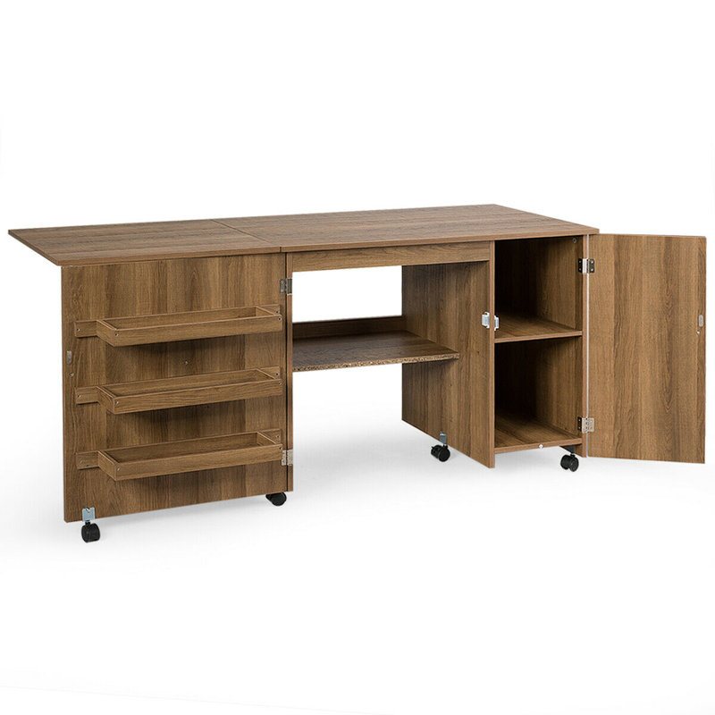 Table de couture pliable 62,5 po x 20 po avec plateforme pour machine à coudre