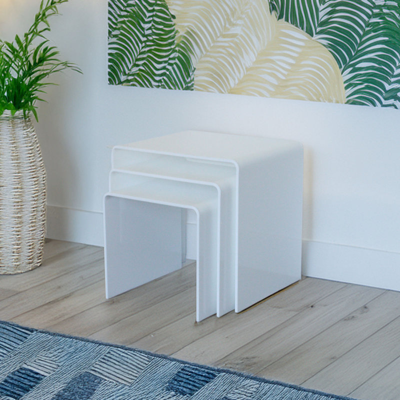 Clear Acrylic Nesting Tables - Transparent Plastic, White