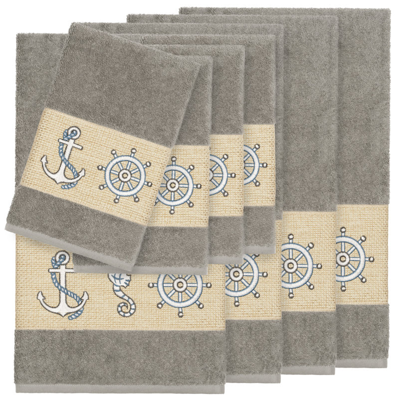 Ensemble de serviettes en coton turc 8 pièces Easton, Gris foncé