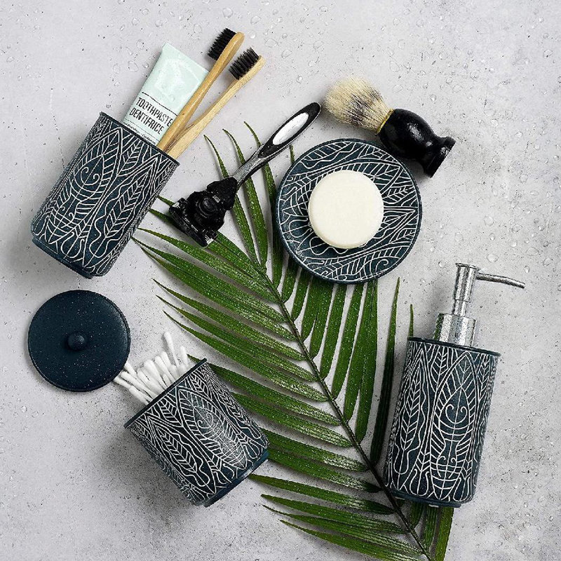 Navy Blue Ceramic Bathroom Accessory Set