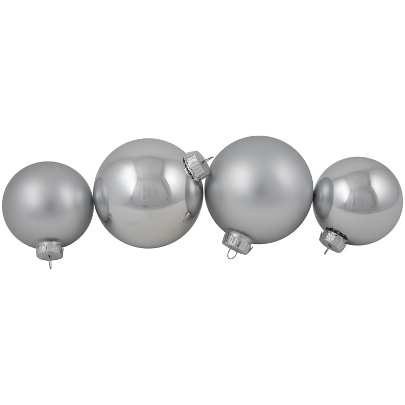 Ornements en forme de boule de Noël 72 carats à 2 finitions, Argent