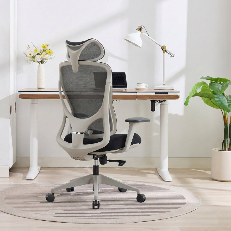 Nouhaus Apertura Ergonomic High-Back Mesh Office Chair with 3D Armrests - Modern Gray Desk Chair with Adjustable Lumbar Support