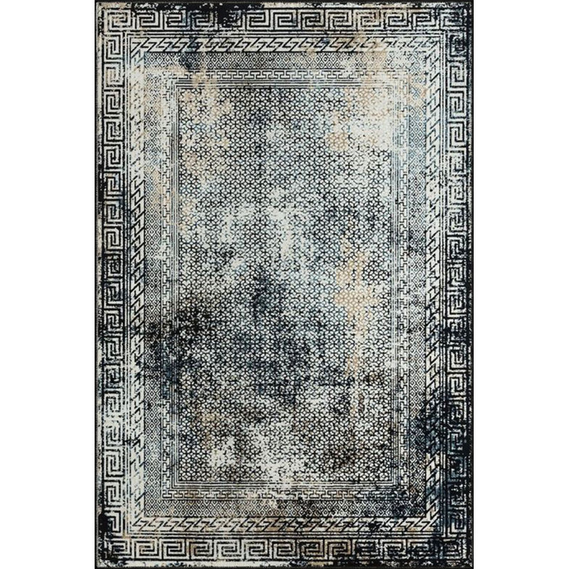 Bordered Creative Pattern Decorative and Washable Area Rug, Square 3'3"