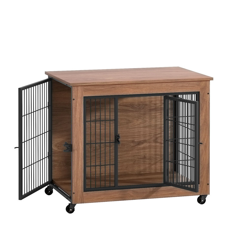 Caisse en bois pour chien avec cage, H 27,91 po x l 32,51 po x P 22,11 po