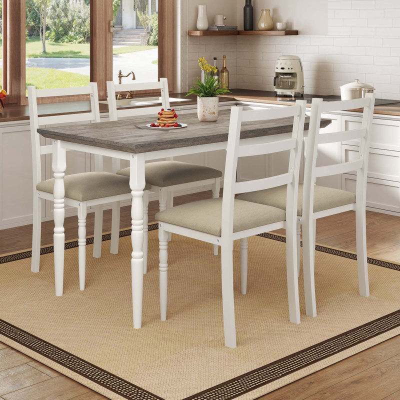 Ensemble de salle à manger cinq pièces, Blanc, Gris