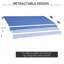 Auvent rétractable 12 pi x 10 pi Sun Shelter, manivelle manuelle et eau - tissu 280G / M, cadre en aluminium pour terrasse, patio, cour, auvent bleu foncé, cadre, balcon, cour