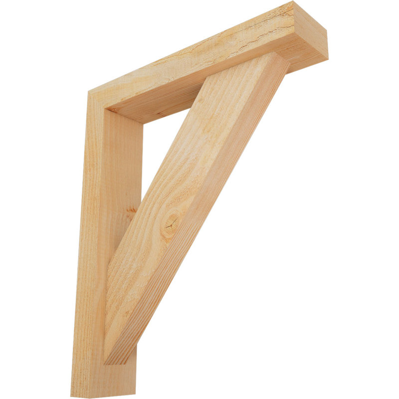 Traditional Block Bracket w/ Offset Brace, 22 x 18, 4"W Douglas Fir (Rough Sawn)