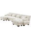 Salon en forme de U - 4 en chenille blanc doux avec 2 repose-pieds pour diverses exigences-1409275179