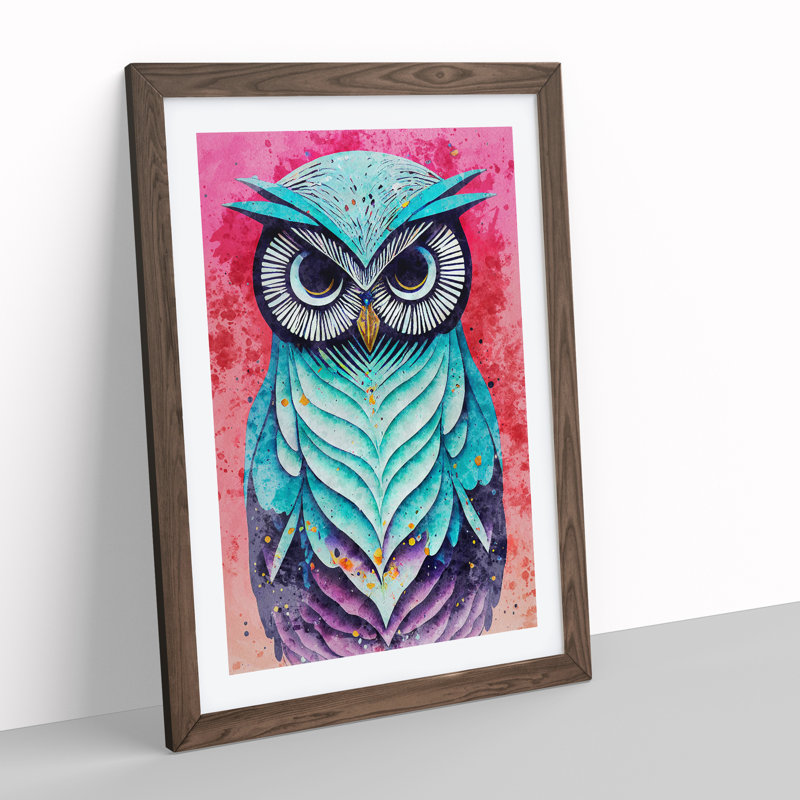 Owl 1 Piece Single Picture Frame Painting, 64cm H x 46cm W x 2cm D, Walnut
