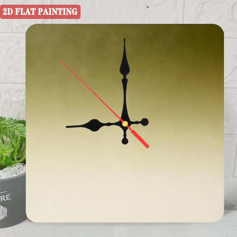 Horloge murale carrée en bois 10 po avec mouvement à quartz silencieux, Vert olive