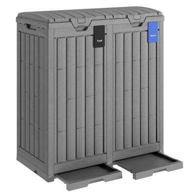 Poubelle de 76 gallons en résine toutes saisons, poubelle imperméable équipée d'un couvercle étagé et d'un bac d'égouttement amovible pour la cuisine, le patio, la cour arrière et la terrasse