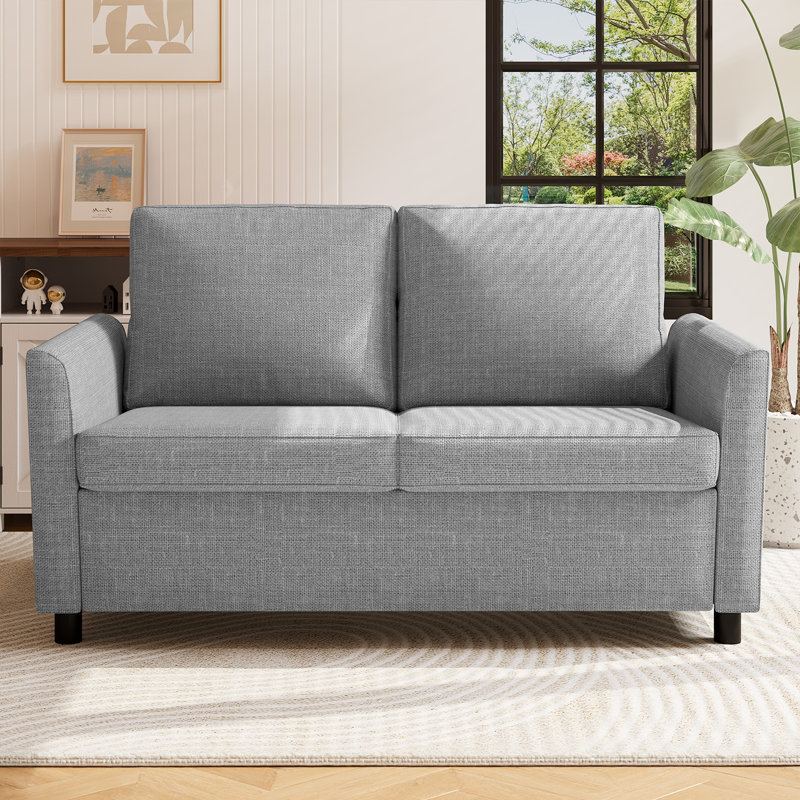 2 Seater Linen Loveseat, Light Grey