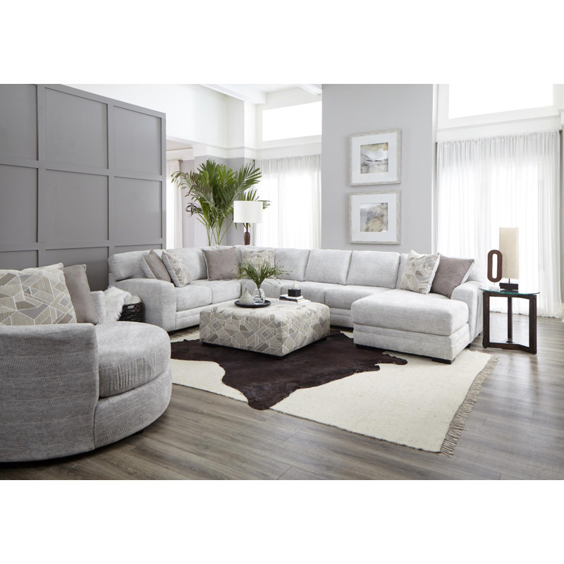 Canapé modulaire de 99 po Anachristina, Mélange de polyester blanc
