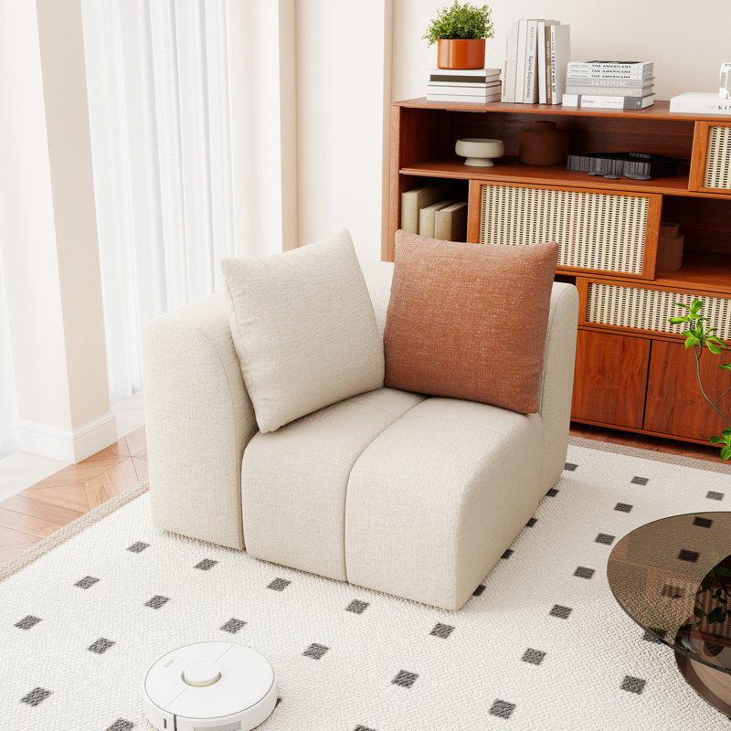 Fauteuil d'angle modulaire en mousse à mémoire de forme 38 po, sans cadre 38 po, Velours côtelé beige