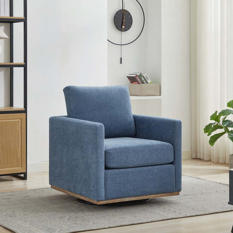 Fauteuil d'appoint pivotant carré l 30,7 po, Bleu
