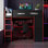 Lit mezzanine double pour enfants avec bureau intégré, grand rangement, port USB et éclairage RVB interactif