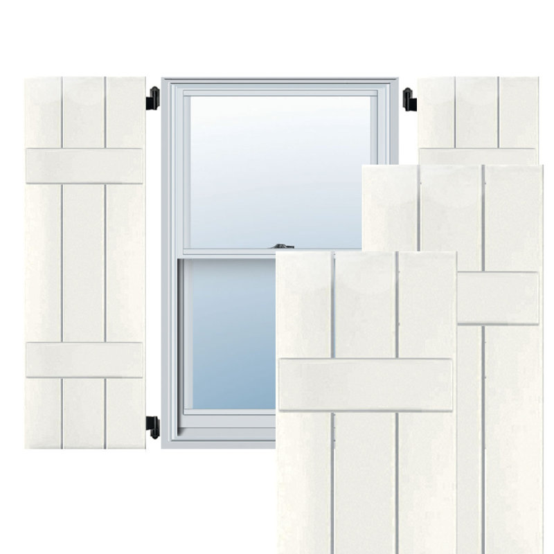 Extérieur à trois planches (2 lattes) en bois véritable pin-n-lattes (par paire), H 75 po x l 12 po x p 1,38 po, Blanc