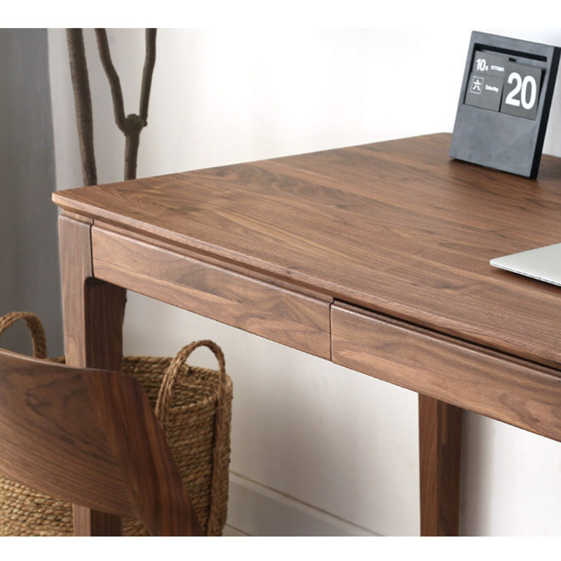 Bureau élégant en bois massif rétro, 29.52" H x 62.99" W x 25.59" D