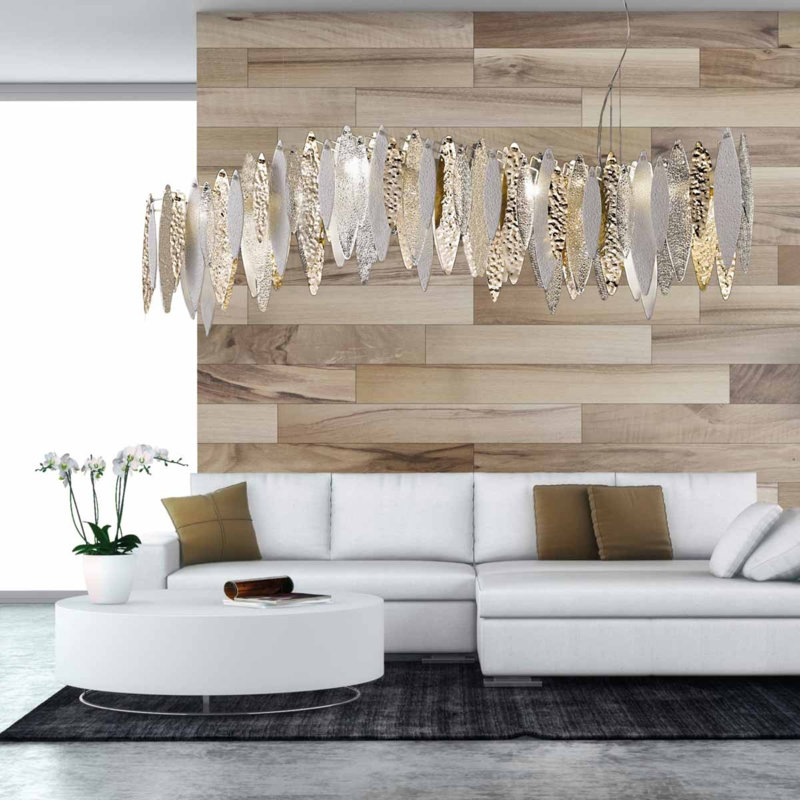 Lustre suspendu géométrique Light, Cristal / noir / acier pur, H 15 po x l 8 po x P 46 po, Laiton poli