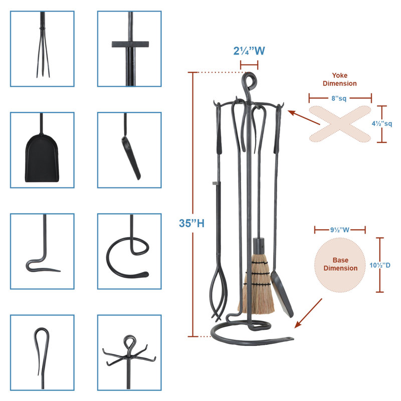Everson Iron Fireplace Tool Set