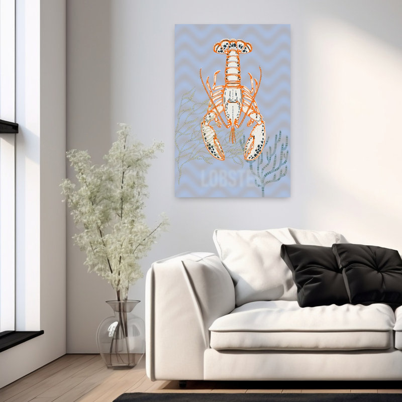 Art mural stylisé «Lobster», H 36 po x l 24 po